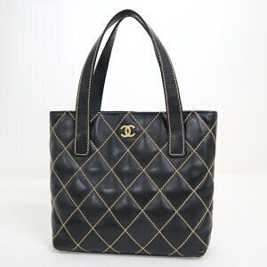 CHANEL Tote Bag Wild Stitch Leather Black 8 7